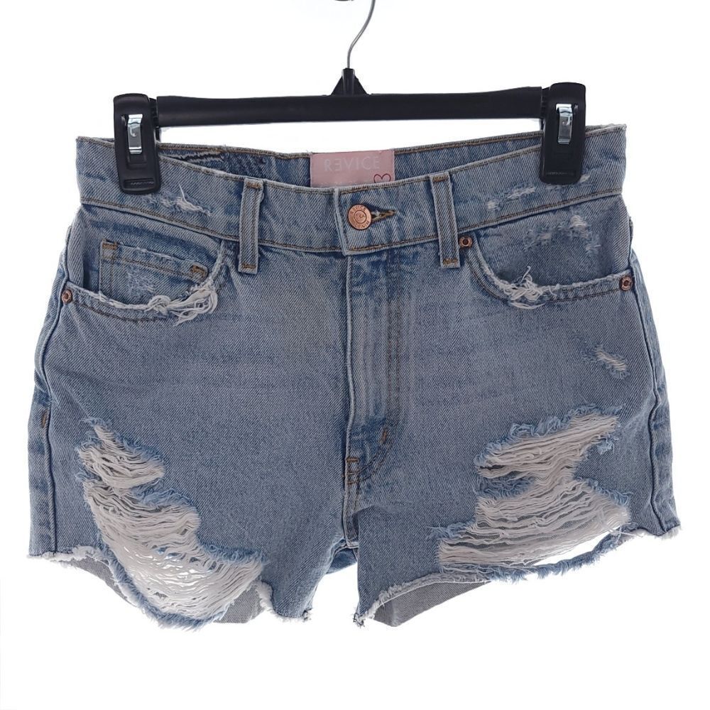 Revice Distressed Raw Hem Cut off Blue Shorts Womens Size 27